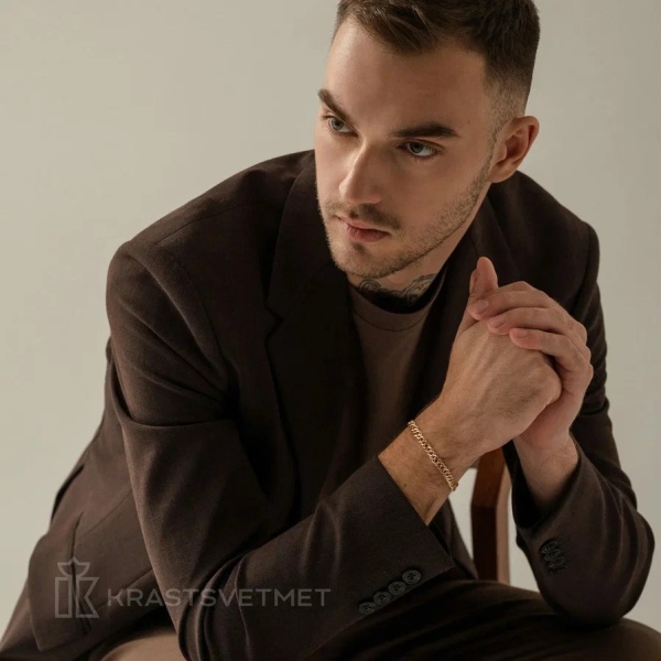 Браслет из красного золота, плетение «Ромб двойной»